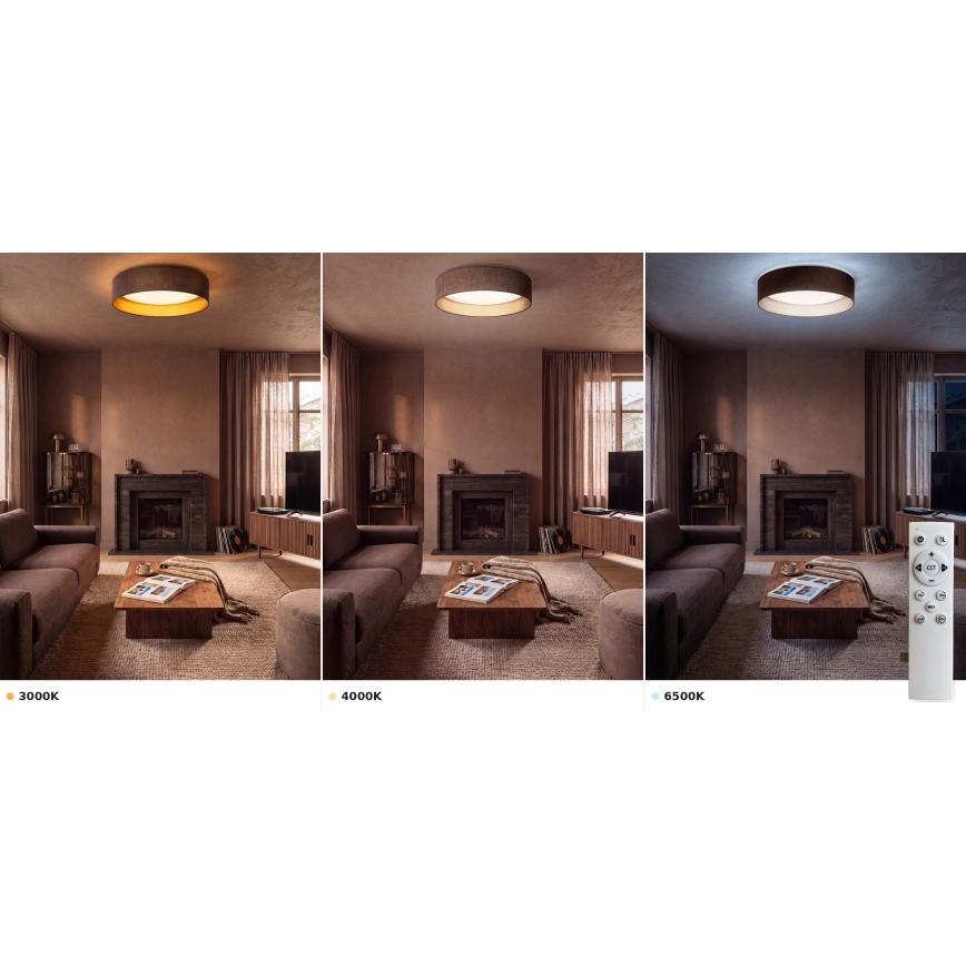 Brilagi - Luminária de tecto LED regulável VELVET SMART VARI LED/36W/230V 3000-6500K Ø 55 cm castanho/dourado + comando remoto