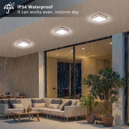 Brilagi - Candeeiro de teto LED para exterior com sensor BENE LED/24W/230V 26x26 cm castanho IP54