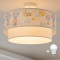 Brilagi-LED Candeeiro infantil de teto sobreposto BOBO 1xE27/60W/230V Ø 40 cm branco/bege/motivo animal