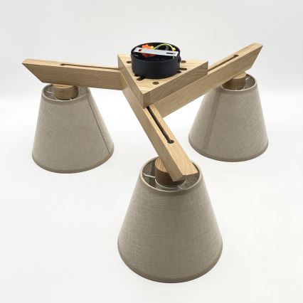 Brilagi - LED  Candeeiro integrado ANTHONY 3xE14/40W/230V carvalho/bege