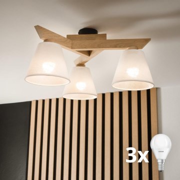 Brilagi - LED  Candeeiro integrado ANTHONY 3xE14/40W/230V carvalho/branco