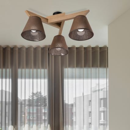 Brilagi - LED  Candeeiro integrado ANTHONY 3xE14/40W/230V carvalho/castanho