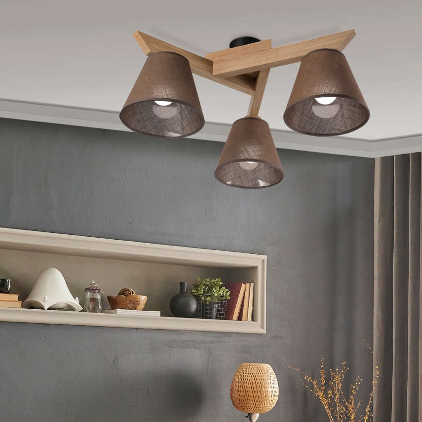 Brilagi - LED  Candeeiro integrado ANTHONY 3xE14/40W/230V carvalho/castanho