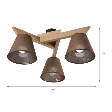 Brilagi - LED  Candeeiro integrado ANTHONY 3xE14/40W/230V carvalho/castanho