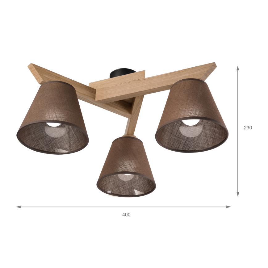 Brilagi - LED  Candeeiro integrado ANTHONY 3xE14/40W/230V carvalho/castanho