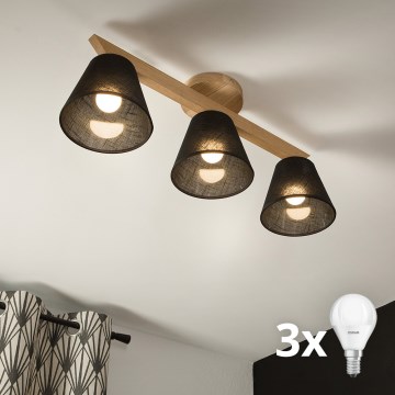 Brilagi - LED  Candeeiro integrado ANTHONY 3xE14/40W/230V carvalho/preto