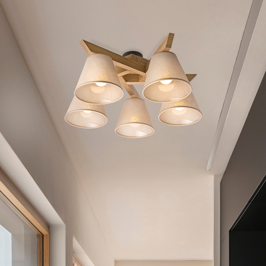 Brilagi - LED  Candeeiro integrado ANTHONY 5xE14/40W/230V carvalho/bege