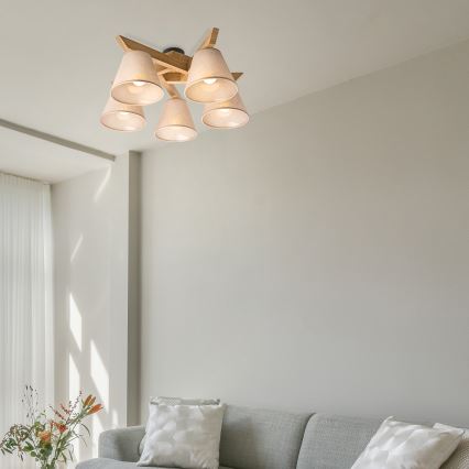 Brilagi - LED  Candeeiro integrado ANTHONY 5xE14/40W/230V carvalho/bege