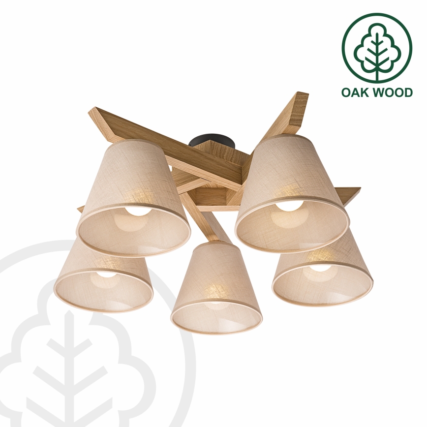 Brilagi - LED  Candeeiro integrado ANTHONY 5xE14/40W/230V carvalho/bege