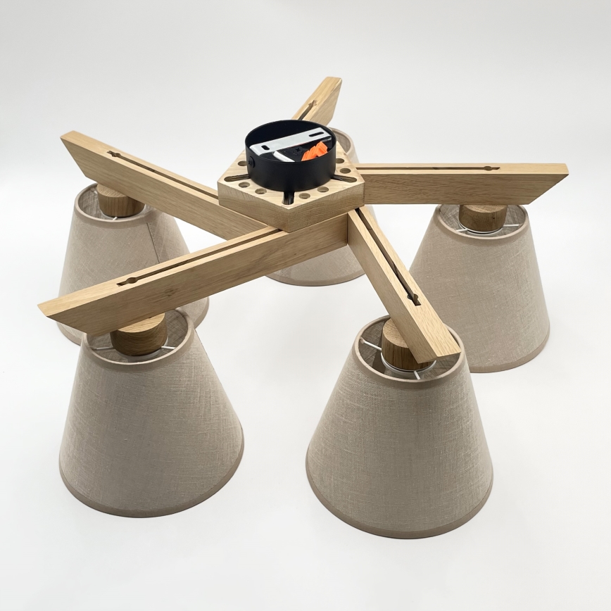 Brilagi - LED  Candeeiro integrado ANTHONY 5xE14/40W/230V carvalho/bege