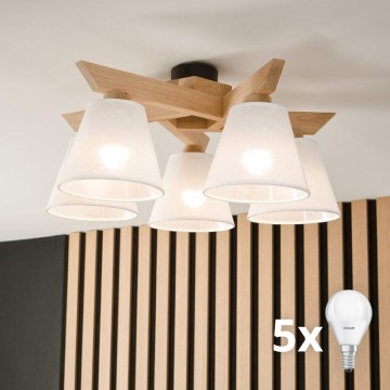 Brilagi - LED  Candeeiro integrado ANTHONY 5xE14/40W/230V carvalho/branco