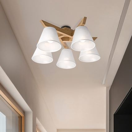 Brilagi - LED  Candeeiro integrado ANTHONY 5xE14/40W/230V carvalho/branco