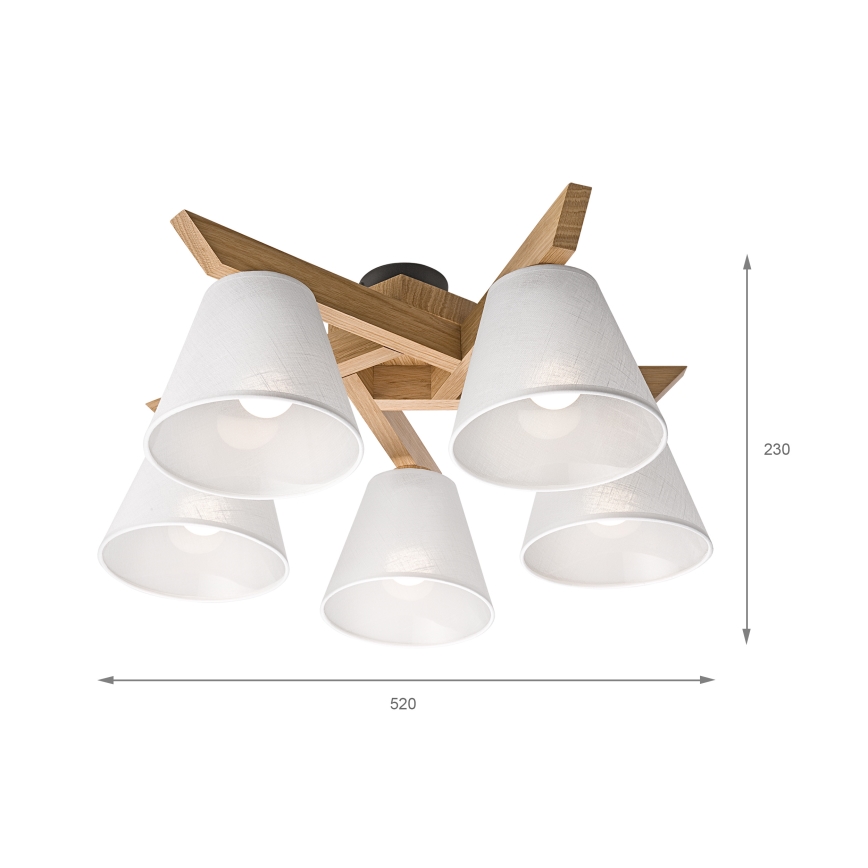 Brilagi - LED  Candeeiro integrado ANTHONY 5xE14/40W/230V carvalho/branco