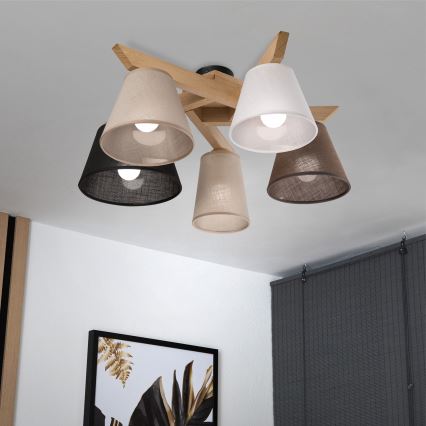 Brilagi - LED  Candeeiro integrado ANTHONY 5xE14/40W/230V carvalho