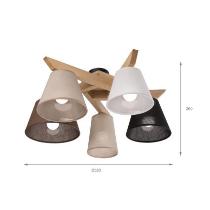 Brilagi - LED  Candeeiro integrado ANTHONY 5xE14/40W/230V carvalho