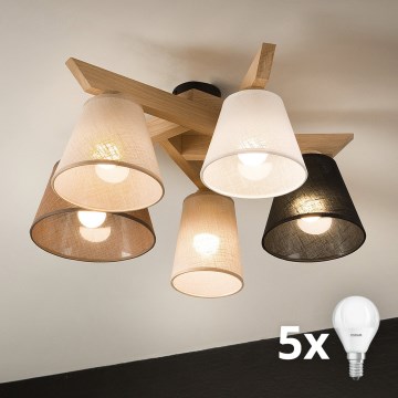 Brilagi - LED  Candeeiro integrado ANTHONY 5xE14/40W/230V carvalho