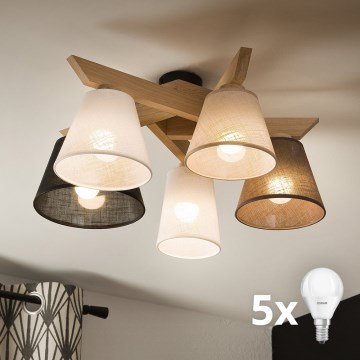 Brilagi - LED  Candeeiro integrado ANTHONY 5xE14/40W/230V carvalho