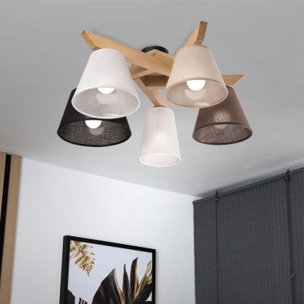 Brilagi - LED  Candeeiro integrado ANTHONY 5xE14/40W/230V carvalho