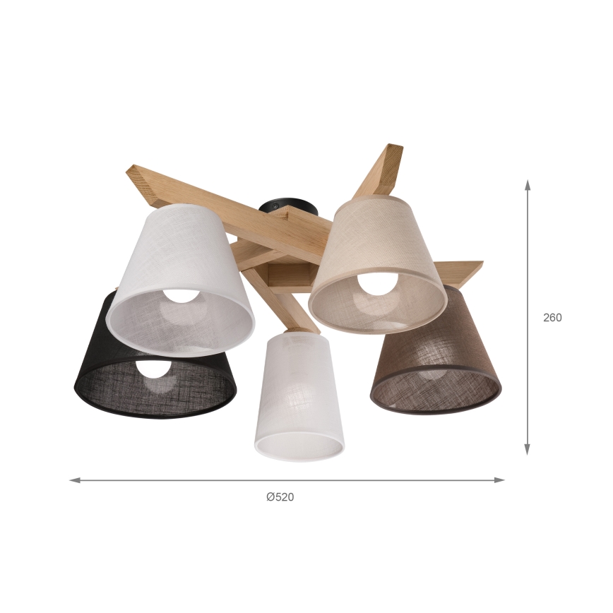 Brilagi - LED  Candeeiro integrado ANTHONY 5xE14/40W/230V carvalho