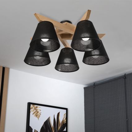 Brilagi - LED  Candeeiro integrado ANTHONY 5xE14/40W/230V carvalho/preto