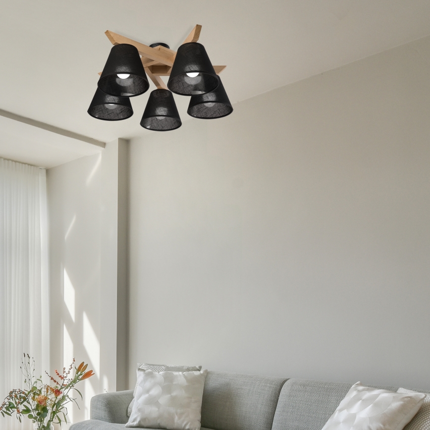 Brilagi - LED  Candeeiro integrado ANTHONY 5xE14/40W/230V carvalho/preto