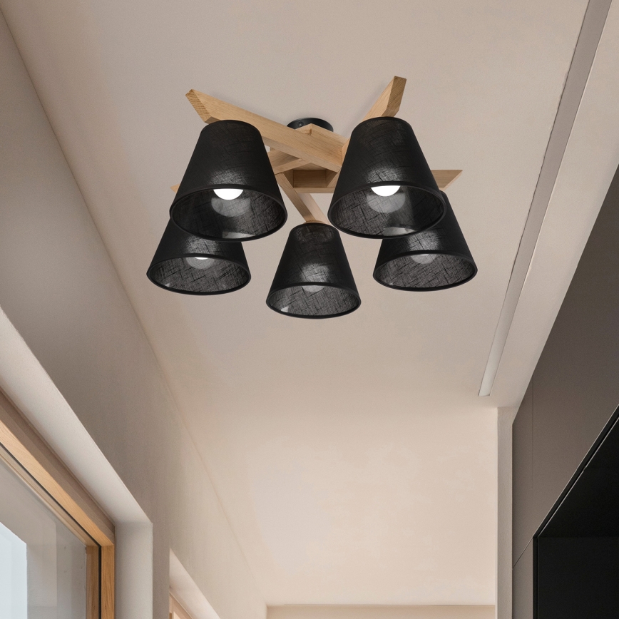 Brilagi - LED  Candeeiro integrado ANTHONY 5xE14/40W/230V carvalho/preto