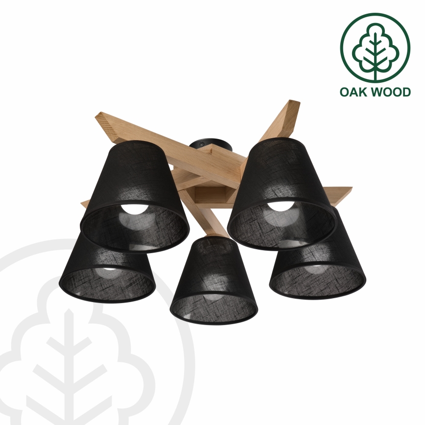 Brilagi - LED  Candeeiro integrado ANTHONY 5xE14/40W/230V carvalho/preto