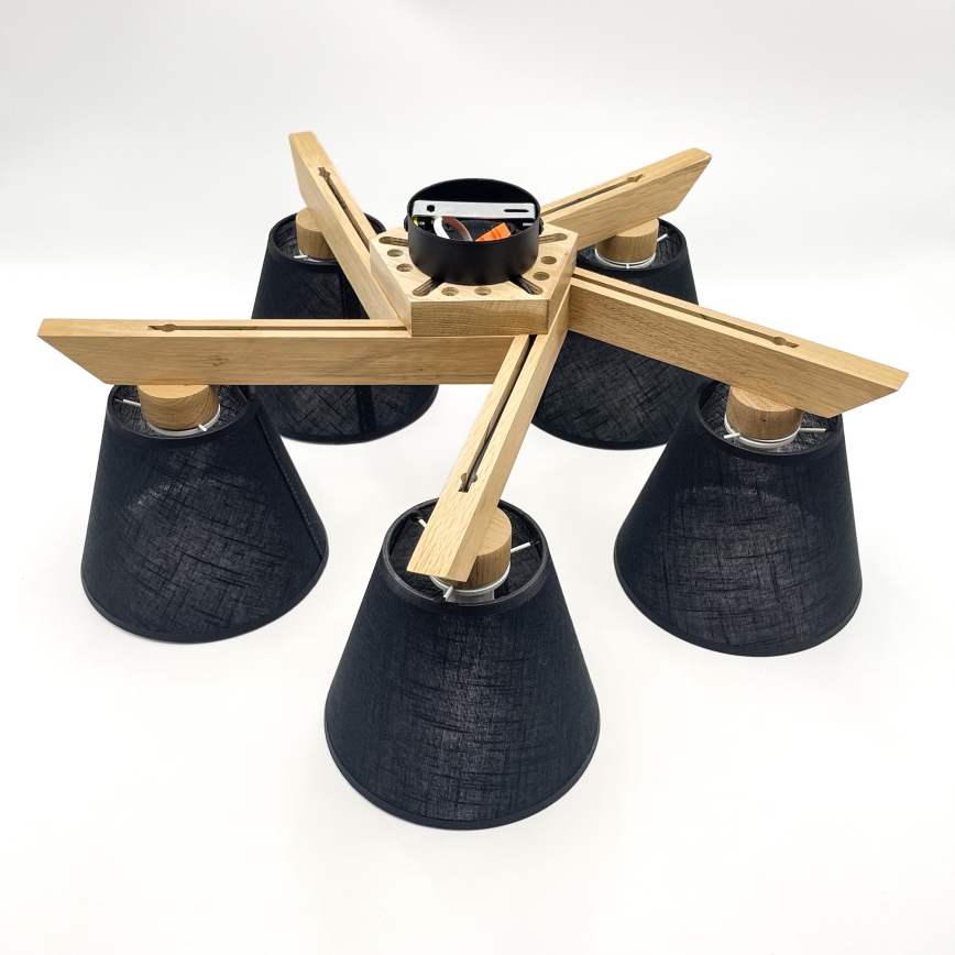 Brilagi - LED  Candeeiro integrado ANTHONY 5xE14/40W/230V carvalho/preto