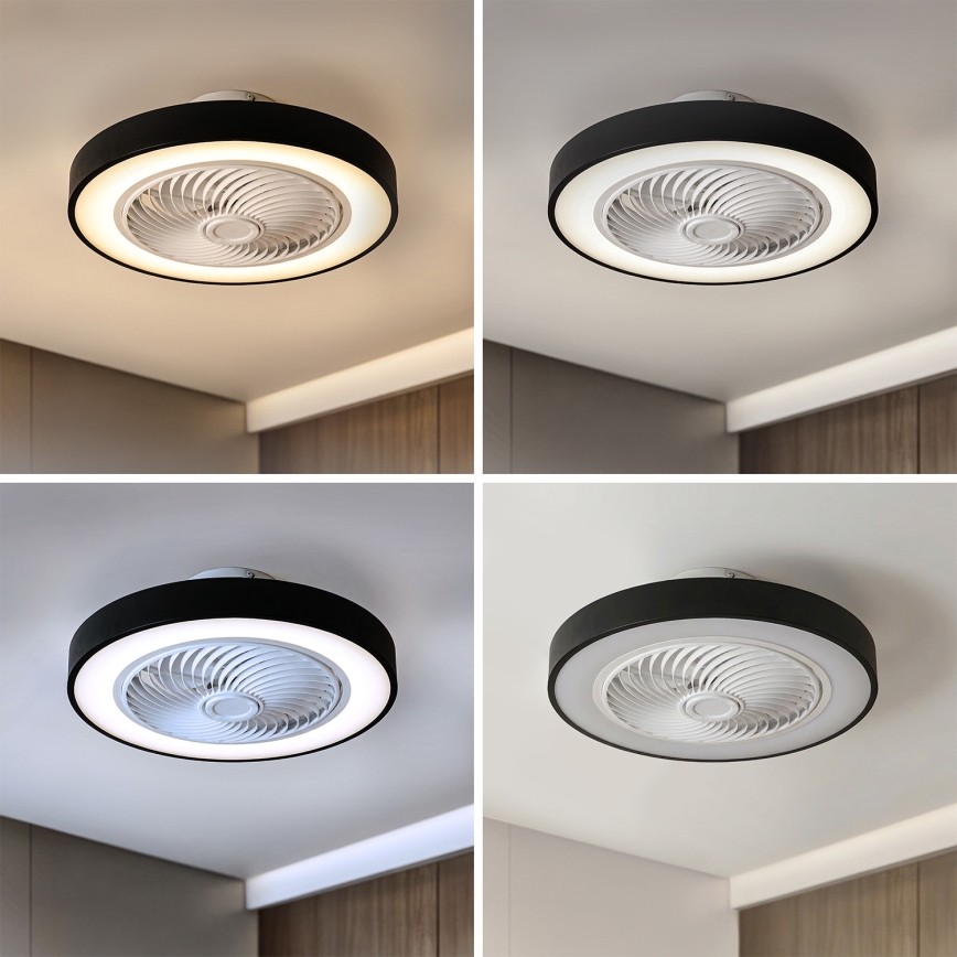 Brilagi - Candeeiro de teto LED dimerizável com ventilador LED/30W/230V 3000-6500K Ø 50 cm preto + controlo remoto