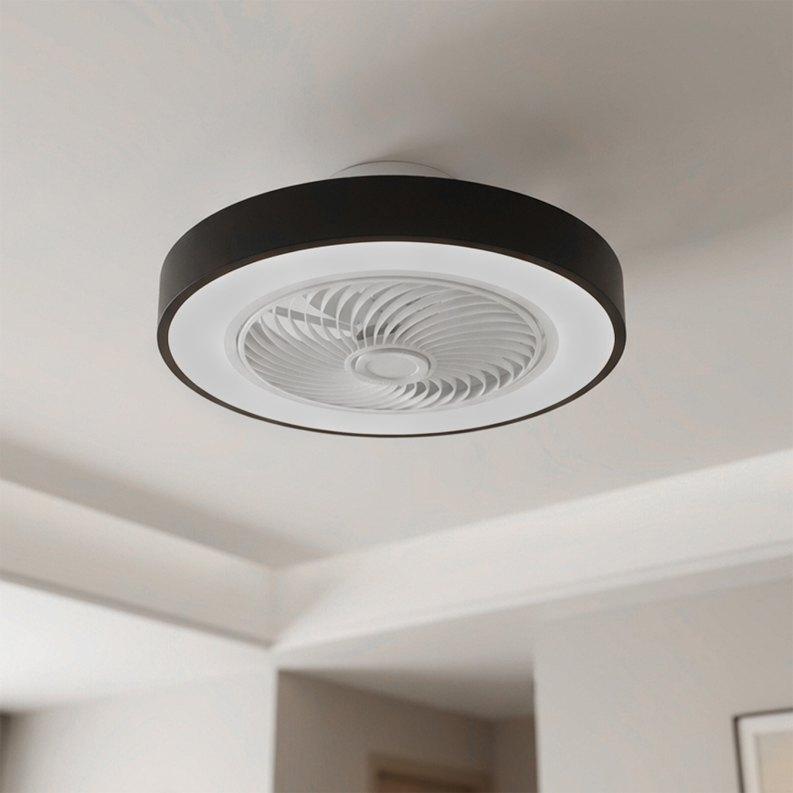 Brilagi - Candeeiro de teto LED dimerizável com ventilador LED/30W/230V 3000-6500K Ø 50 cm preto + controlo remoto