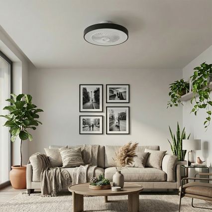 Brilagi - Candeeiro de teto LED dimerizável com ventilador LED/30W/230V 3000-6500K Ø 50 cm preto + controlo remoto