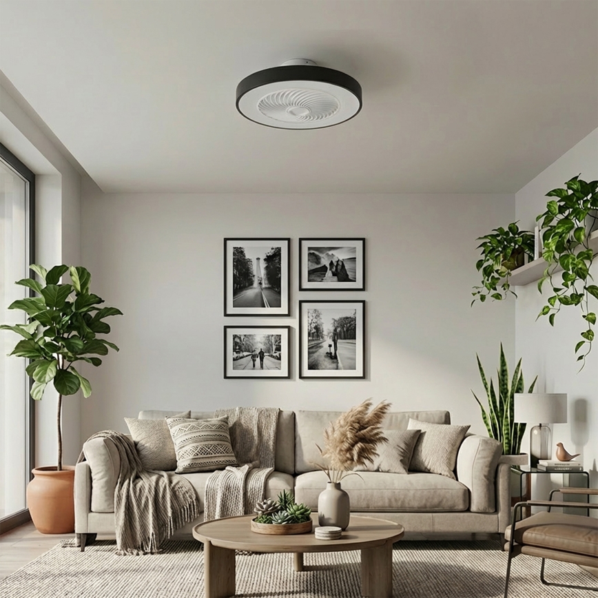 Brilagi - Candeeiro de teto LED dimerizável com ventilador LED/30W/230V 3000-6500K Ø 50 cm preto + controlo remoto