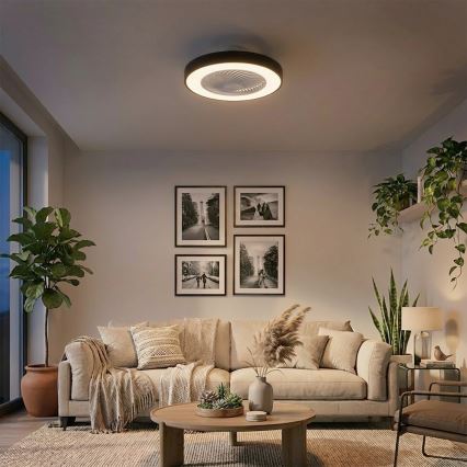 Brilagi - Candeeiro de teto LED dimerizável com ventilador LED/30W/230V 3000-6500K Ø 50 cm preto + controlo remoto