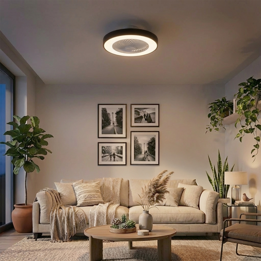 Brilagi - Candeeiro de teto LED dimerizável com ventilador LED/30W/230V 3000-6500K Ø 50 cm preto + controlo remoto