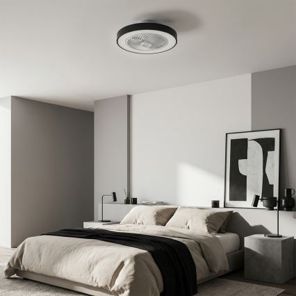 Brilagi - Candeeiro de teto LED dimerizável com ventilador LED/30W/230V 3000-6500K Ø 50 cm preto + controlo remoto