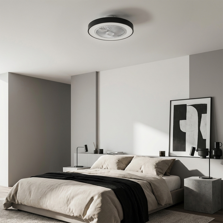 Brilagi - Candeeiro de teto LED dimerizável com ventilador LED/30W/230V 3000-6500K Ø 50 cm preto + controlo remoto