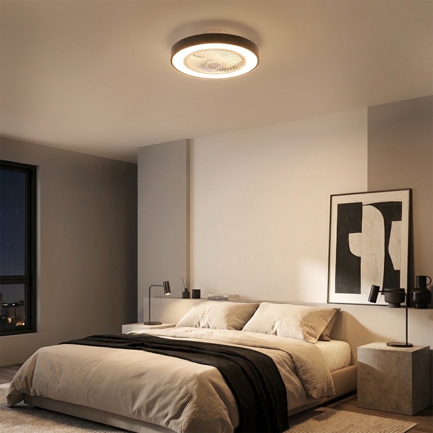 Brilagi - Candeeiro de teto LED dimerizável com ventilador LED/30W/230V 3000-6500K Ø 50 cm preto + controlo remoto