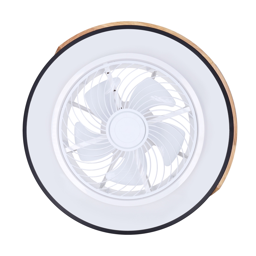 Brilagi - Candeeiro de teto LED dimerizável com ventilador LED/30W/230V 3000-6500K Ø 50 cm preto/carvalho + comando remoto