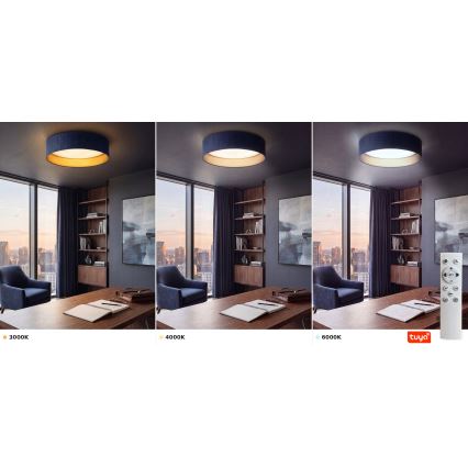 Brilagi - Luminária de tecto LED regulável VELVET SMARTIX LED/36W/230V 3000-6000K diâmetro 55 cm azul/dourado Wi-Fi Tuya Beacon + controlo remoto