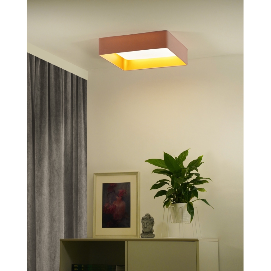 Brilagi - Luminária de teto LED dimável VELVET SQUARE SMART LED/36W/230V 60x60 cm 2700-6500K Wi-Fi Tuya + controlo remoto rosa