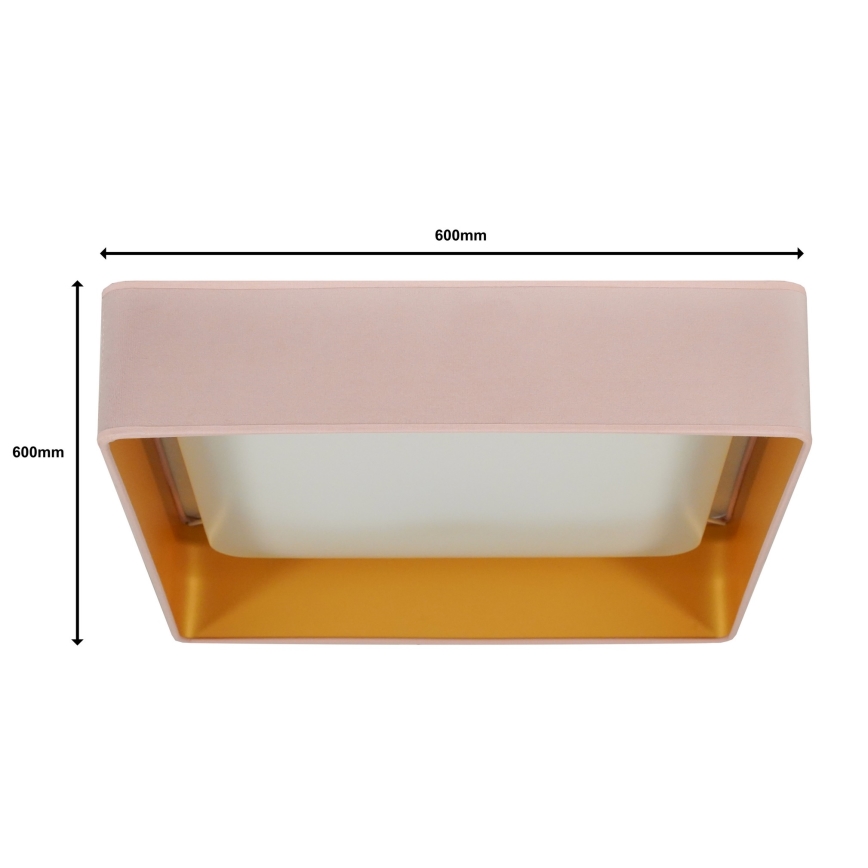 Brilagi - Luminária de teto LED dimável VELVET SQUARE SMART LED/36W/230V 60x60 cm 2700-6500K Wi-Fi Tuya + controlo remoto rosa