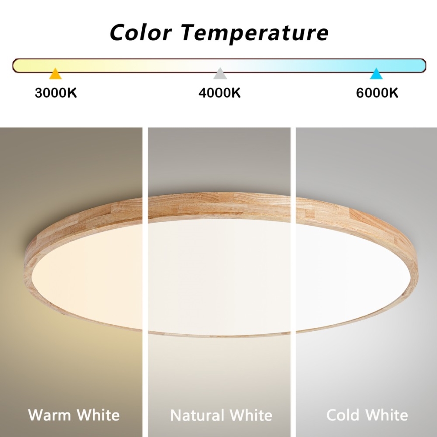 BRILAGI - Candeeiro de tecto LED dimerizável WOODLINE LED/128W/230V 3000-6000K carvalho Ø 100 cm + comando remoto