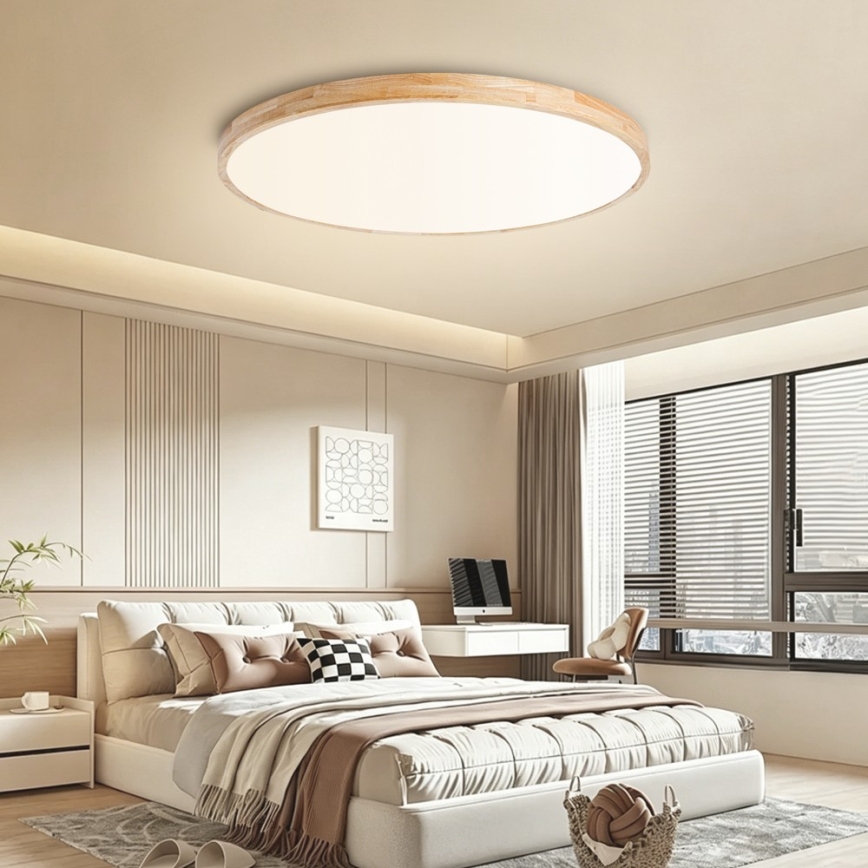 BRILAGI - Candeeiro de tecto LED dimerizável WOODLINE LED/128W/230V 3000-6000K carvalho Ø 100 cm + comando remoto