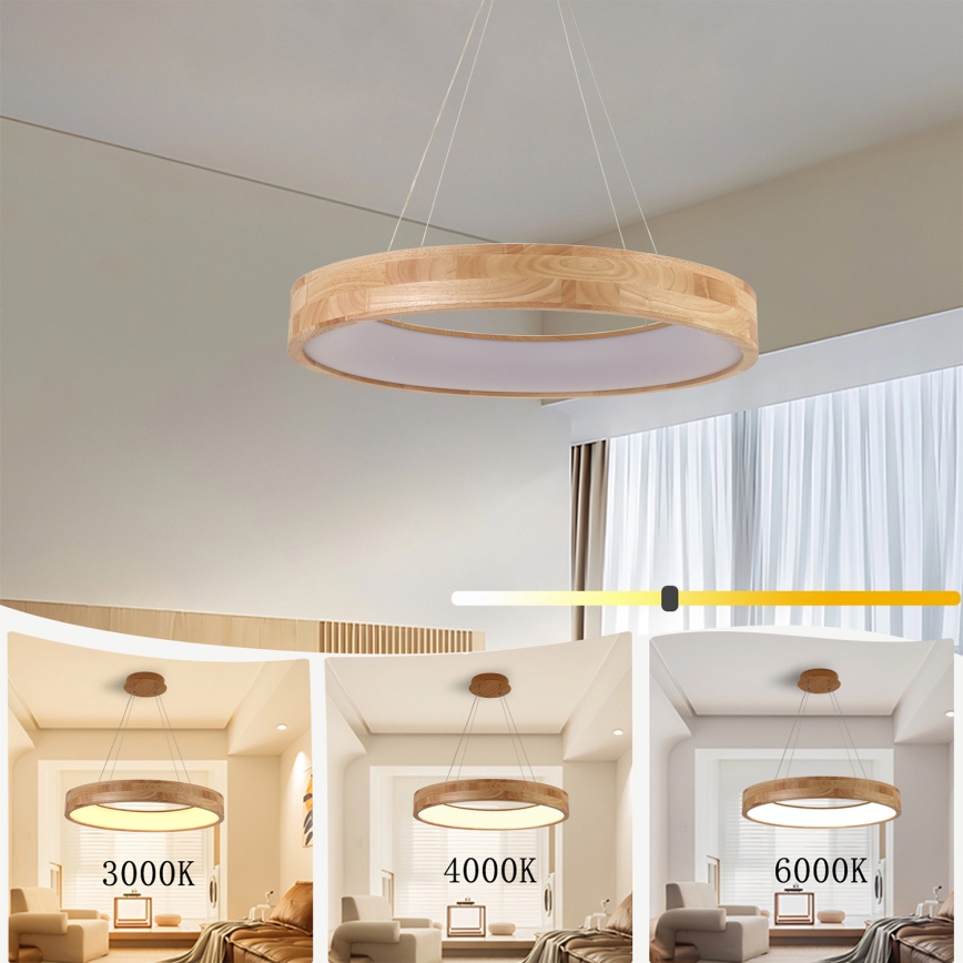 Brilagi - Lustre LED suspenso por cabo FALCON WOOD LED/40W/230V 3000/4000/6000K Ø 60 cm madeira