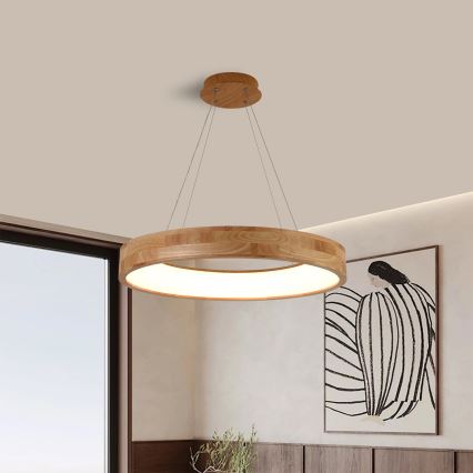 Brilagi - Lustre LED suspenso por cabo FALCON WOOD LED/40W/230V 3000/4000/6000K Ø 60 cm madeira