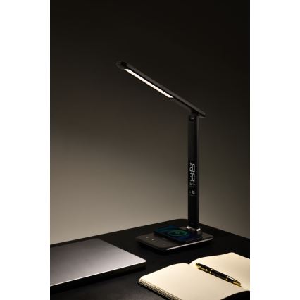 Brilagi - Candeeiro de mesa LED dimerizável com carregamento sem fios QI e USB REGINA LED/8,5W/230V preto