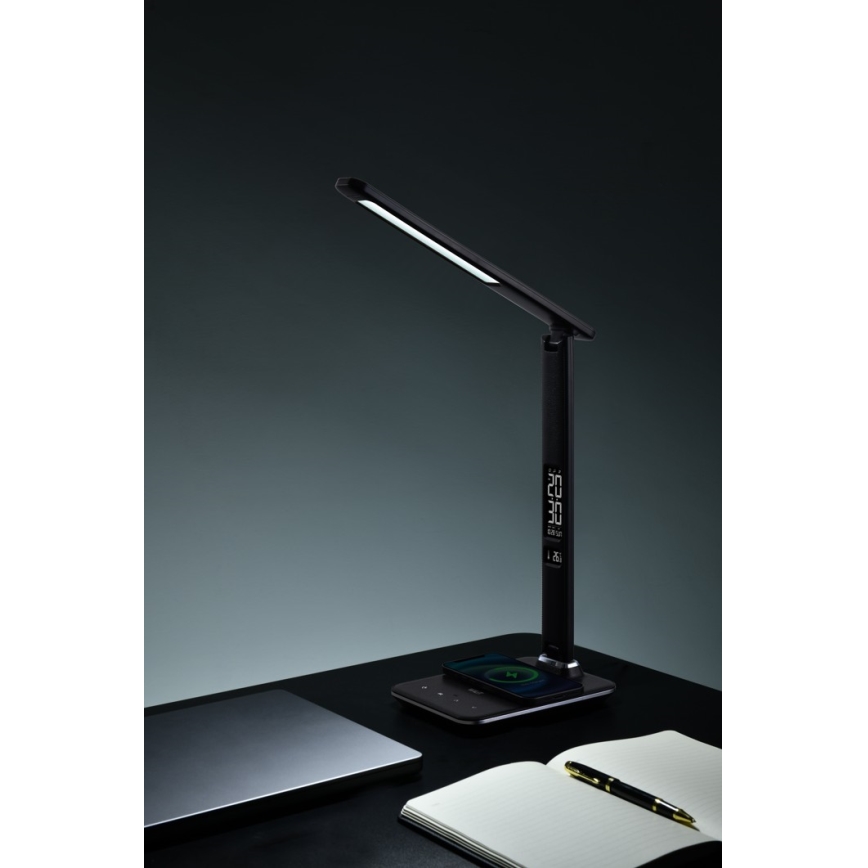Brilagi - Candeeiro de mesa LED dimerizável com carregamento sem fios QI e USB REGINA LED/8,5W/230V preto