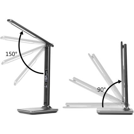 Brilagi - Candeeiro de mesa LED dimerizável com carregamento sem fios QI e USB REGINA LED/8,5W/230V preto