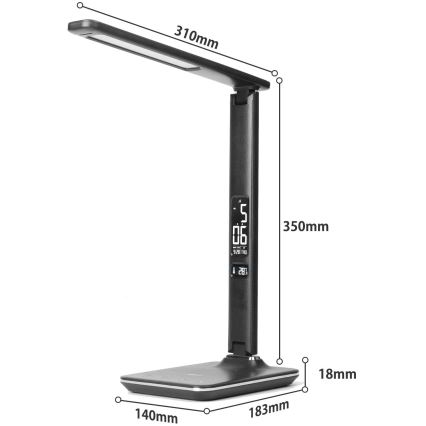 Brilagi - Candeeiro de mesa LED dimerizável com carregamento sem fios QI e USB REGINA LED/8,5W/230V preto