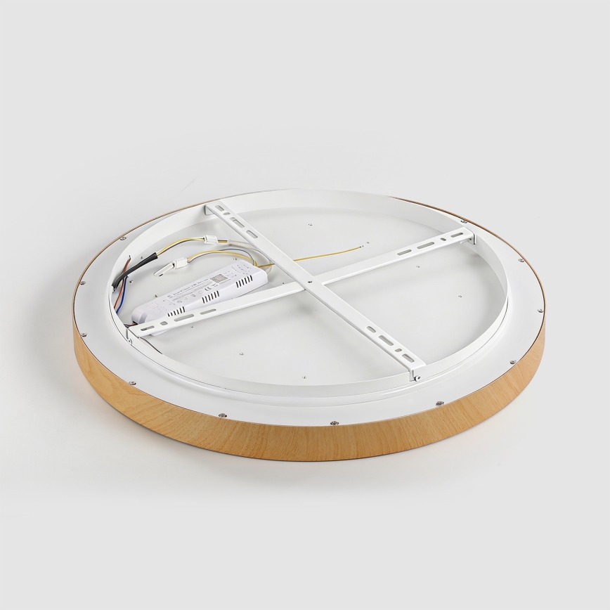 Brilagi - Luminária de teto LED dimerizável GLASS POOL DOUBLE LED/80W/230V 3000-6000K 60 cm acabamento em madeira + comando remoto